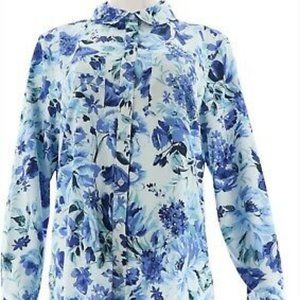 NWT‎ ISAAC MIZRAHI BUTTON FRONT TUNIC BLOUSE 0